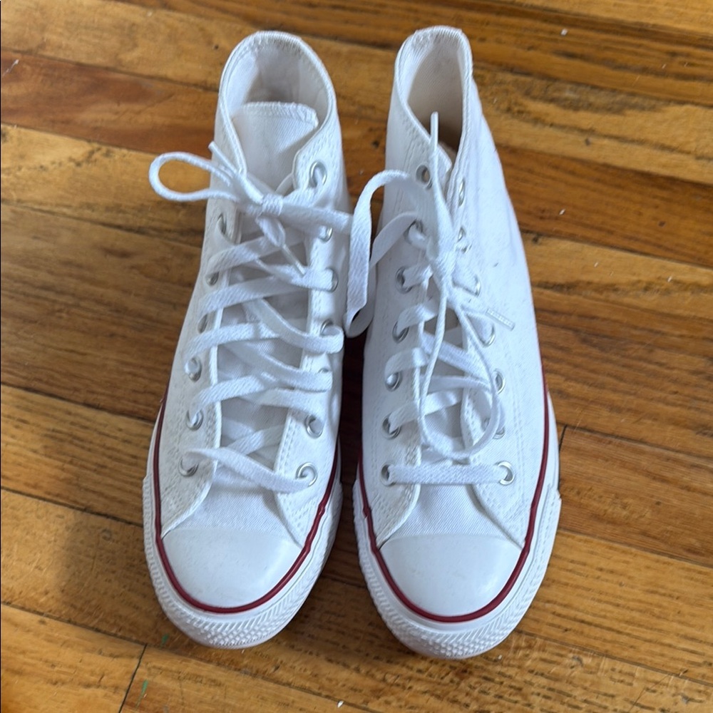 Converse All Star White High-Top Sneakers with Red Accents